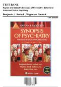 Test Bank for Kaplan and Sadock's Synopsis of Psychiatry&colon; Behavioral Sciences&sol;Clinical Psychiatry&comma; 11th Edition by Sadock&comma; 9781609139711&comma; Covering Chapters 1-37 &vert; Includes Rationales