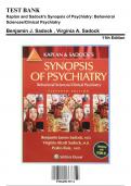 Test Bank for Kaplan and Sadock's Synopsis of Psychiatry: Behavioral Sciences/Clinical Psychiatry, 11th Edition by Sadock, 9781609139711, Covering Chapters 1-37 | Includes Rationales
