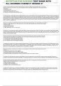 NUTRITION FOR NURSING TEST BANK WITH ALL ANSWERS CORRECT&vert;A &plus;GRADED