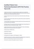 Certified Patient Care Technician Assistant &lpar;CPCT A&rpar; Practice Test 2&period;0 B with complete solution