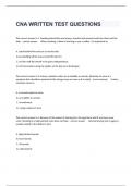 CNA WRITTEN TEST QUESTIONS With All Complete And Verified Answers &lpar;Graded A&plus;&rpar;