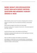 NASM&colon; WEIGHT LOSS SPECIALIZATION LATEST 2024 WITH EXPERT CERTIFIED QUESTIONS AND ANSWERS I ALREADY GRADED A&plus; NEW&excl;