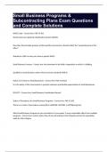 Small Business Programs & Subcontracting Plans Exam Questions and Complete Solutions&period;