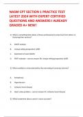 NASM CPT SECTION 1 PRACTICE TEST LATEST 2024 WITH EXPERT CERTIFIED QUESTIONS AND ANSWERS I ALREADY GRADED A&plus; NEW&excl;