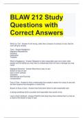 BLAW 212 Study Questions with Correct Answers 