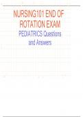 NURSING101 END OF ROTATION EXAM PEDIATRICS Questions  and Answers