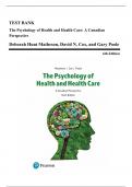 Test Bank - The Psychology of Health and Health Care: A Canadian Perspective, 6th Edition (Matheson, 2023), Chapter 1-12 | All Chapters
