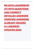 RN 2019 LEADERSHIP ATI WITH QUESTIONS AND CORRECT DETAILED ANSWERS &lpar;VERIFIED ANSWERS&rpar; ALREADY GRADED A&plus;&vert;&vert;NEWEST UPDATES 2024
