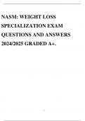 NASM: WEIGHT LOSS SPECIALIZATION EXAM QUESTIONS AND ANSWERS 2024/2025 GRADED A+.