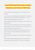 Texas DPS Road Rules Exam Practice Questions and Answers 100% Pass