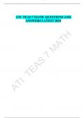 ATI TEAS 7 MATH QUESTIONS AND  ANSWERS LATEST 2024