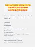 THE PRACTICE OF MENTAL HEALTH/ PSYCHIATRIC NURSING EXAM QUESTIONS AND ANSWERS