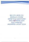 BIO 210 -BIOD 210 MODULE 4 EXAM GENETICS QUESTIONS AND ANSWERS 2024 2025 VERIFIED ANSWERS LATEST 2O24