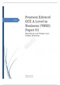  Edexcel Level 3 GCE   Advanced PAPER 1: Marketing, people and global businesses Tuesday 23 May 2023