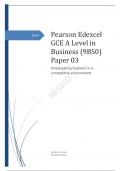  Edexcel Level 3 GCE Wednesday 14 June 2023  Advanced PAPER 3: Investigating business in a competitive environment