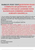BARKLEY POST TEST QUESTIONS EXAM COMPLETE 125 QUESTIONS AND CORRECT DETAILED ANSWERS WITH RATIONALES (VERIFIED ANSWERS)