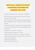 USPTA Exam: SINGLES TACTICS & STRATEGIES QUETSIONS AND ANSWERS 100% PASS