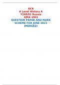 OCR A Level History A Y249/01 Russia 1894–1941 QUESTION PAPER AND MARK SCHEME FOR JUNE 2023 (MERGED) 