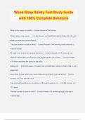 Wood Shop Safety Test Study Guide with 100% Complete Solutions