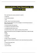 Criminalistics Final Questions And Answers @ 2024