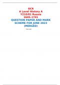 OCR A Level History A Y210/01 Russia 1645–1741 QUESTION PAPER AND MARK SCHEME FOR JUNE 2023 (MERGED) 
