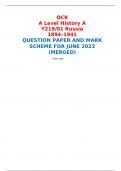 OCR A Level History A Y219/01 Russia 1894–1941 QUESTION PAPER AND MARK SCHEME FOR JUNE 2023 (MERGED) 