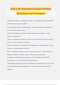 Xcel Life Insurance Exam Practice Questions and Answers