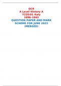 OCR A Level History A Y220/01 Italy 1896–1943 QUESTION PAPER AND MARK SCHEME FOR JUNE 2023 (MERGED) 
