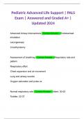 Pediatric Advanced Life Support | PALS Exam | Answered and Graded A+ | Updated 2024