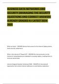 BUSINESS DATA NETWORKS AND SECURITY &lpar;MANAGING THE SECURITY &rpar;QUESTIONS AND CORRECT ANSWERS ALREADY GRADED A&plus; LATEST 2024- 2025