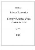 &lpar;UNISA&rpar; ECS2604 LABOUR ECONOMICS COMPREHENSIVE FINAL EXAM REVIEW Q & A