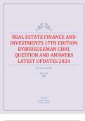 REAL ESTATE FINANCE AND INVESTMENTS 17TH EDITION BYBRUEGGEMAN CH01 QUESTION AND ANSWERS LATEST UPDATES 2024