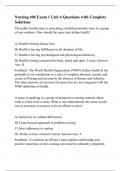 Nursing 406 Exam 1 Unit 4 Questions with Complete Solutions.
