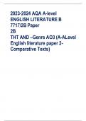 2023-2024 AQA A-level ENGLISH LITERATURE B 7717/2B Paper 2B  THT AND –Genre AO3 (A-ALevel English literature paper 2- Comparative Texts