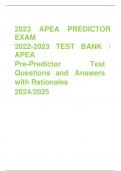 2023 APEA PREDICTOR EXAM 2022-2023 TEST BANK / APEA Pre-Predictor Test Questions and Answers with Rationales     2024/2025 