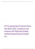 ATI Fundamentals Proctored Exam Test Bank 2024 | Questions and Answers with Rationale Already Verified Answers(Actual Graded A+)