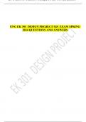 ENG EK 301 DESIGN PROJECT S24 EXAM SPRING  2024 QUESTIONS AND ANSWERS