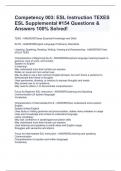 Competency 003: ESL Instruction TEXES ESL Supplemental #154 Questions & Answers 100% Solved!