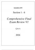 NASM CPT SECTION 1 - 6 COMPREHENSIVE FINAL EXAM REVIEW V1 Q & A 2024