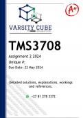TMS3708 Assignment 2 (DETAILED ANSWERS) 2024 - DISTINCTION GUARANTEED