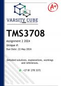 TMS3708 Assignment 2 &lpar;DETAILED ANSWERS&rpar; 2024 - DISTINCTION GUARANTEED