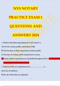 NYS NOTARY  PRACTICE EXAM 1 QUESTIONS AND  ANSWERS 2024
