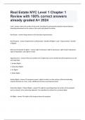 Real Estate NYC Level 1 Chapter 1 Review with 100&percnt; correct answers already graded A&plus; 2024