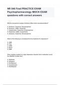NR 546 Final PRACTICE EXAM Psychopharmacology /MOCK EXAM questions & answers