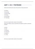 A&P 1-- CH. 1 TESTBANK A& P 1 Chamberlain College Of Nursing - Question and answers rated A+ 2024 
