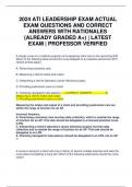 2024 ATI LEADERSHIP EXAM ACTUAL EXAM QUESTIONS AND CORRECT ANSWERS WITH RATIONALES &lpar;ALREADY GRADED A&plus;&rpar; &vert; LATEST EXAM &vert; PROFESSOR VERIFIED