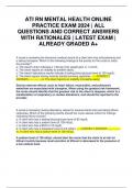 ATI RN MENTAL HEALTH ONLINE PRACTICE EXAM 2024 &vert; ALL QUESTIONS AND CORRECT ANSWERS WITH RATIONALES &vert; LATEST EXAM &vert; ALREADY GRADED A&plus;