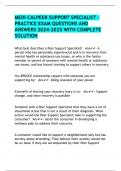 MEDI-CALPEER SUPPORT SPECIALIST - PRACTICE EXAM QUESTIONS AND ANSWERS 2024-2025 WITH COMPLETE SOLUTION