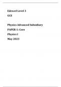 edexcel level 3 gce physics advanced subsidiary paper 1: core physics i may 2023