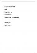 edexcel level 3 gce english e literature advanced subsidiary 8et0/02 may 2023